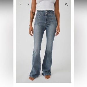 Free People Jayde High-Waisted Blue Flare Jeans